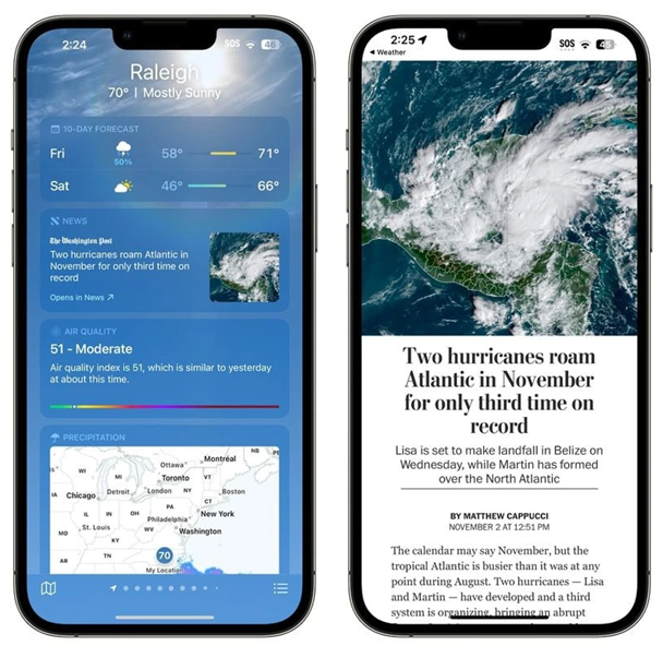 柯桥苹果14维修分享iPhone 14手机如何看天气时顺带看新闻 